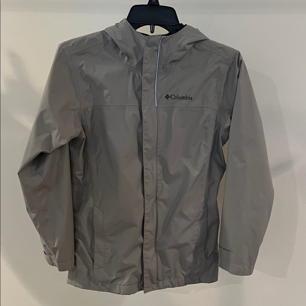 Columbia Omni-Tech Gray Youth Hooded Rain Jacket
